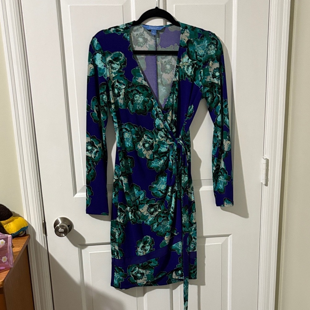 Simply Vera Vera Wang Teal and Navy Floral Dress